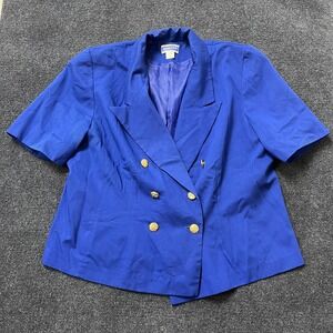 Pendleton Blazer Jacket Womens 18W Blue Viscose Short Sleeve Double Breasted
